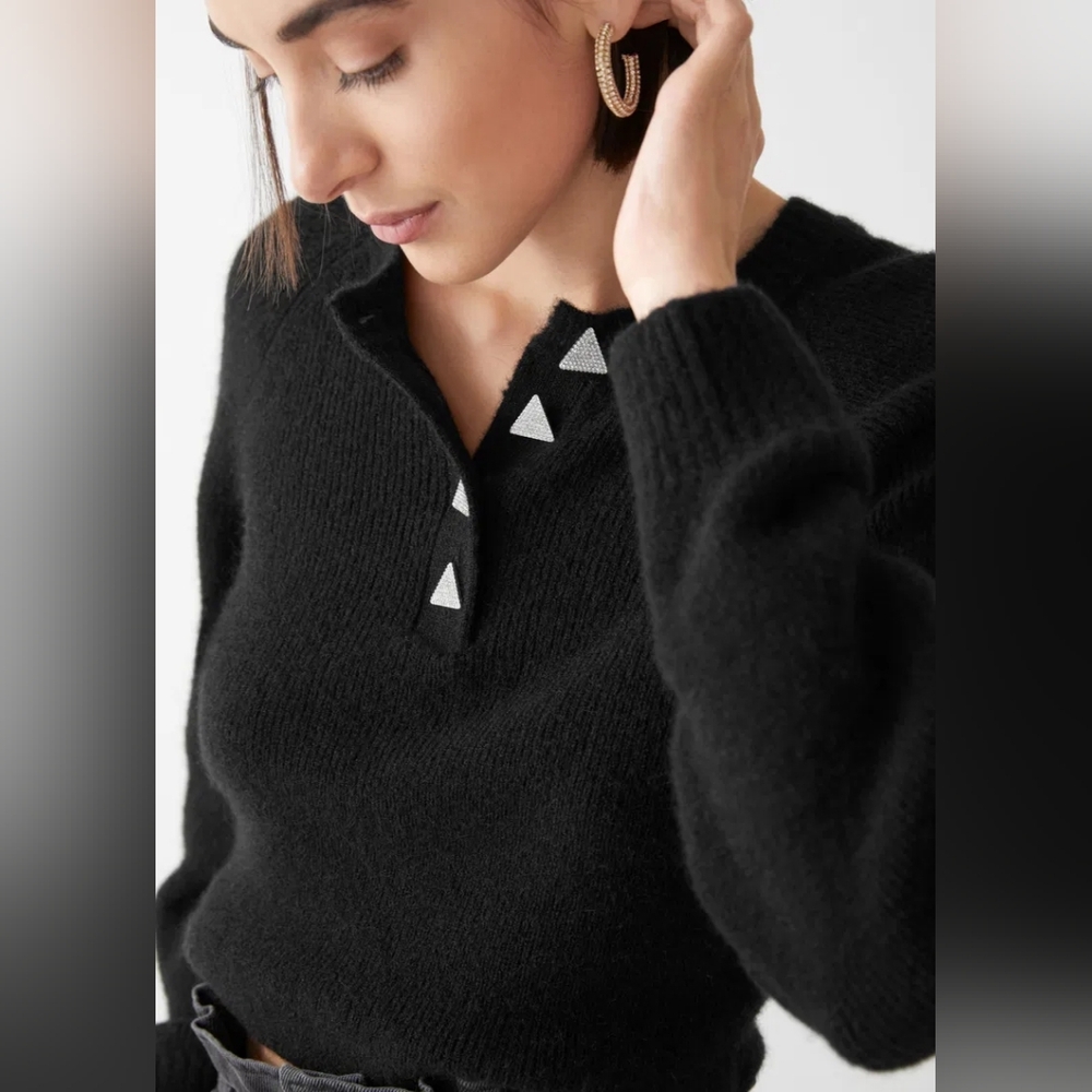 &other stories buttoned cropped alpaca blend jumper size M NWT